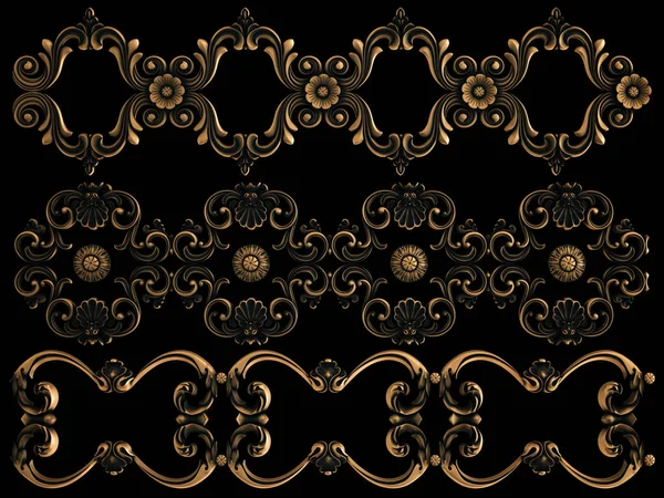 Ornamento Bronzo Sfondo Nero Isolato Illustrazione — Foto Stock