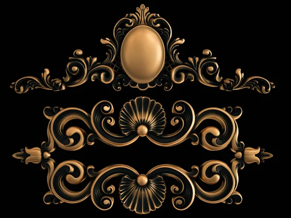 Bronze Ornament Black Background Isolated Illustration — Stock Photo, Image