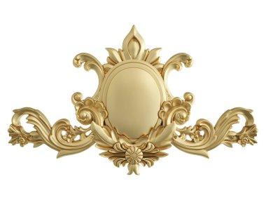 Beyaz zemin üzerine altın süs. İzole. 3D çizim