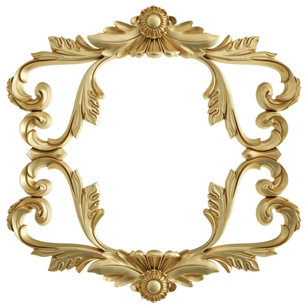 Beyaz zemin üzerine altın süs. İzole. 3D çizim