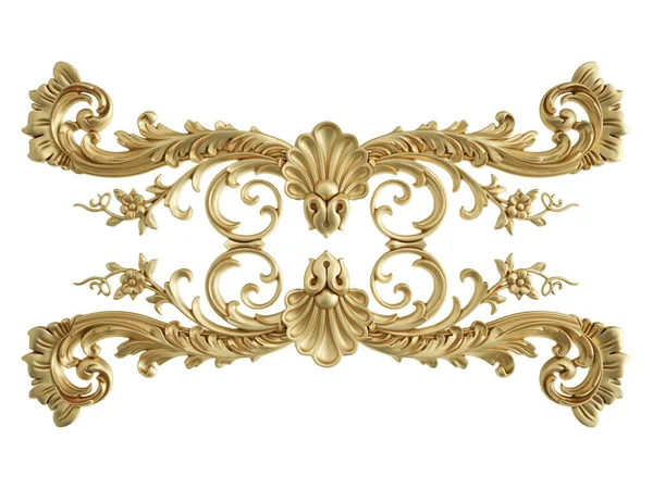 Золотий Орнамент Білому Тлі Ізольовані Ілюстрація — стокове фото