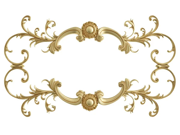 Beyaz zemin üzerine altın süs. İzole. 3D çizim