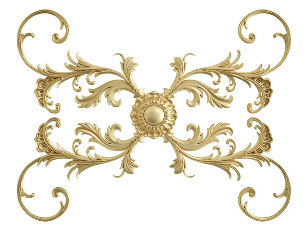 Ornamento Oro Sfondo Bianco Isolato Illustrazione — Foto Stock