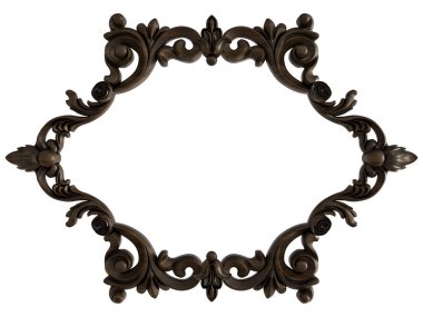 Ahşap süsleme beyaz zemin üzerinde. İzole. 3D çizim