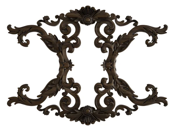 Ahşap süsleme beyaz zemin üzerinde. İzole. 3D çizim