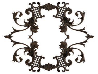 Ahşap süsleme beyaz zemin üzerinde. İzole. 3D çizim