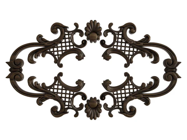 Ornamento Legno Sfondo Bianco Isolato Illustrazione — Foto Stock