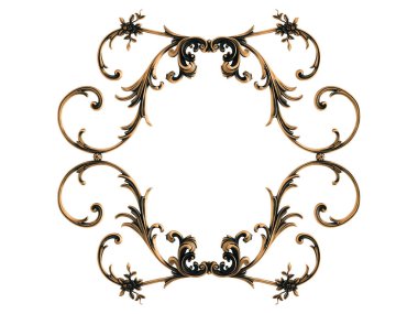 Beyaz bir arka plan üzerinde bronz süs. İzole. 3D çizim