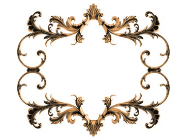 Beyaz bir arka plan üzerinde bronz süs. İzole. 3D çizim