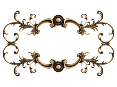 Beyaz bir arka plan üzerinde bronz süs. İzole. 3D çizim