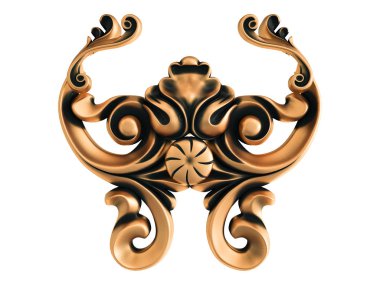 Beyaz bir arka plan üzerinde bronz süs. İzole. 3D çizim