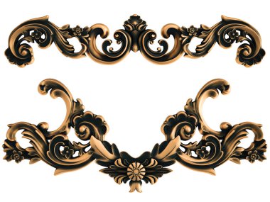 Beyaz bir arka plan üzerinde bronz süs. İzole. 3D çizim
