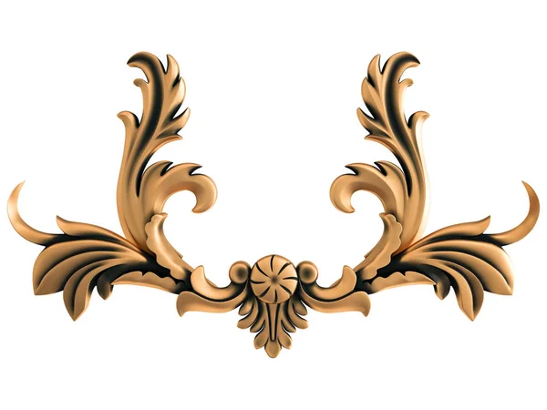 Ornamento Bronze Fundo Branco Isolado Ilustração — Fotografia de Stock