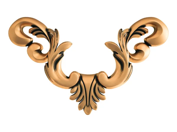 Ornamento Bronzo Sfondo Bianco Isolato Illustrazione — Foto Stock