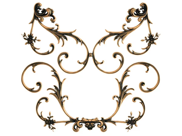 Beyaz bir arka plan üzerinde bronz süs. İzole. 3D çizim