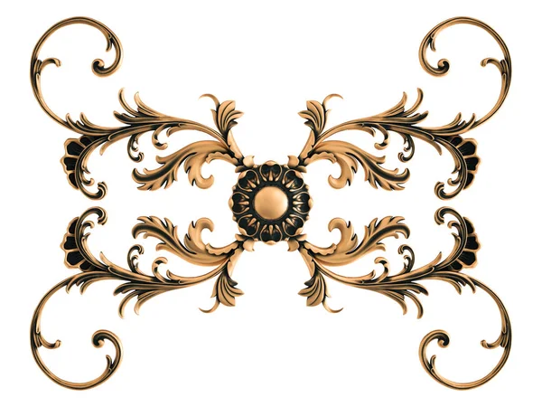 Ornamento Bronze Fundo Branco Isolado Ilustração — Fotografia de Stock