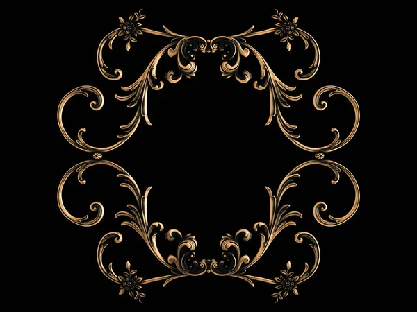 Bronz süs siyah bir arka plan. İzole. 3D çizim