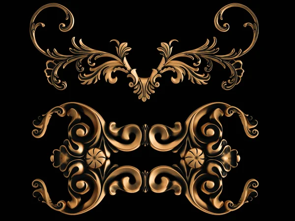 Bronze Ornament Black Background Isolated Illustration — Stock Photo, Image