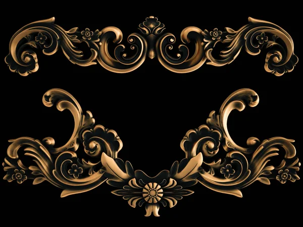 Ornamento Bronzo Sfondo Nero Isolato Illustrazione — Foto Stock