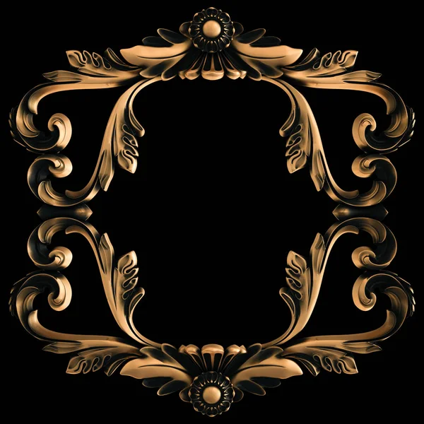 Ornamento Bronze Fundo Preto Isolado Ilustração — Fotografia de Stock