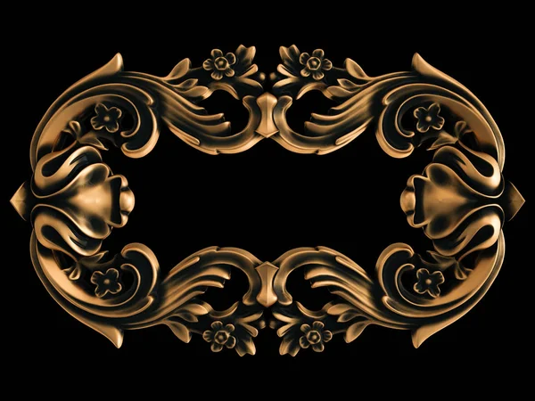 Bronze Ornament Black Background Isolated Illustration — Stock Photo, Image