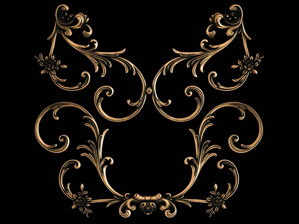 Bronzová Ornament Černém Pozadí Izolovaný Obrázek — Stock fotografie