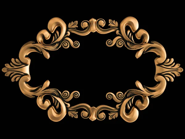 Ornamento Bronzo Sfondo Nero Isolato Illustrazione — Foto Stock