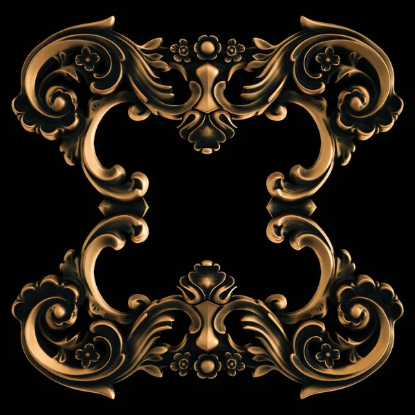 Ornamento Bronze Fundo Preto Isolado Ilustração — Fotografia de Stock