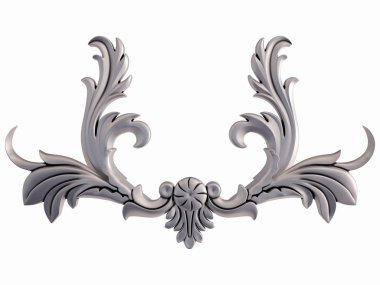 Beyaz bir arka plan üzerinde krom süsleme. İzole. 3D çizim