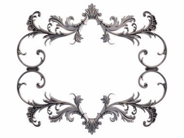 Beyaz bir arka plan üzerinde krom süsleme. İzole. 3D çizim