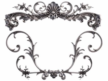 Beyaz bir arka plan üzerinde krom süsleme. İzole. 3D çizim