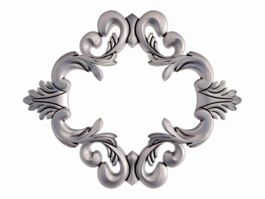 Beyaz bir arka plan üzerinde krom süsleme. İzole. 3D çizim