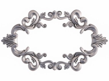 Beyaz bir arka plan üzerinde krom süsleme. İzole. 3D çizim