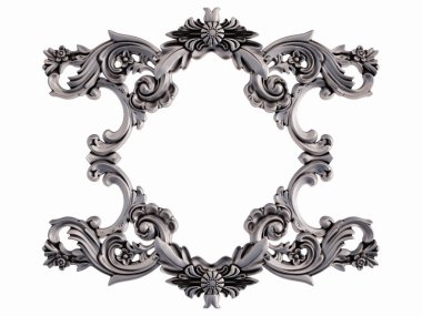 Beyaz bir arka plan üzerinde krom süsleme. İzole. 3D çizim