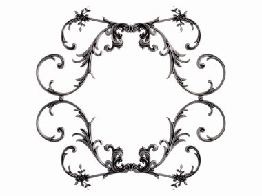 Beyaz bir arka plan üzerinde krom süsleme. İzole. 3D çizim