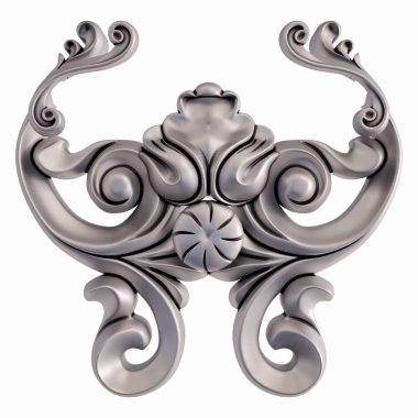 Beyaz bir arka plan üzerinde krom süsleme. İzole. 3D çizim