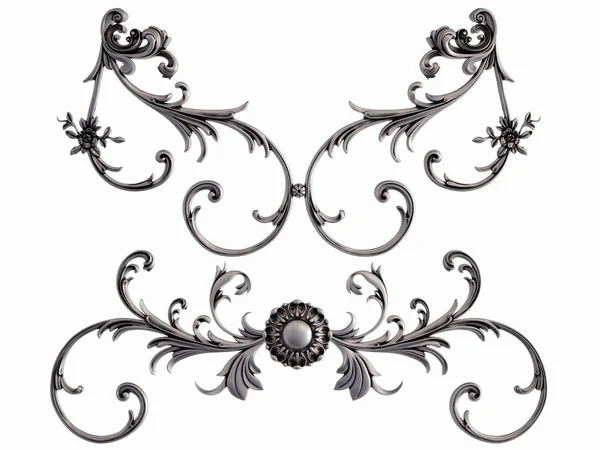 Beyaz bir arka plan üzerinde krom süsleme. İzole. 3D çizim