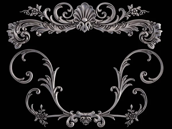 Chrome Ornament Black Background Isolated Illustration — Stock Photo, Image