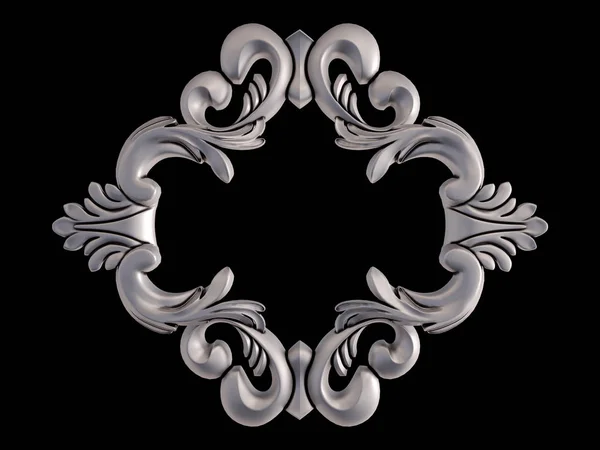 Chrome Ornament Black Background Isolated Illustration — Stock Photo, Image