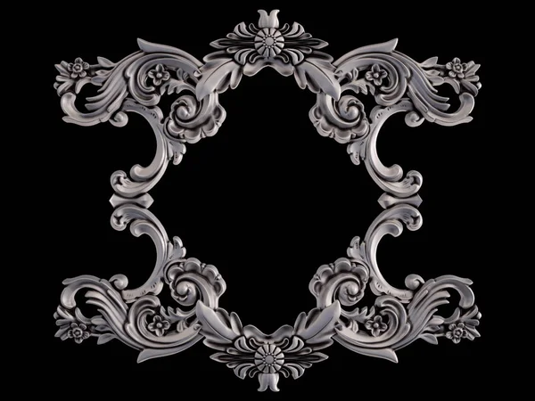 Chrome Ornament Black Background Isolated Illustration — Stock Photo, Image