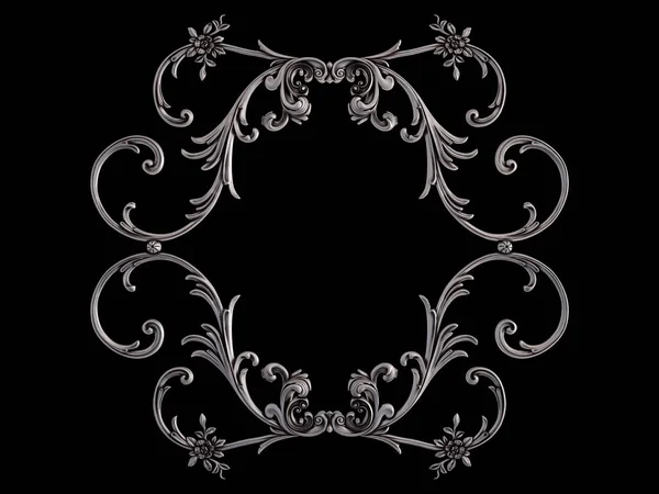 Ornamento Cromato Sfondo Nero Isolato Illustrazione — Foto Stock