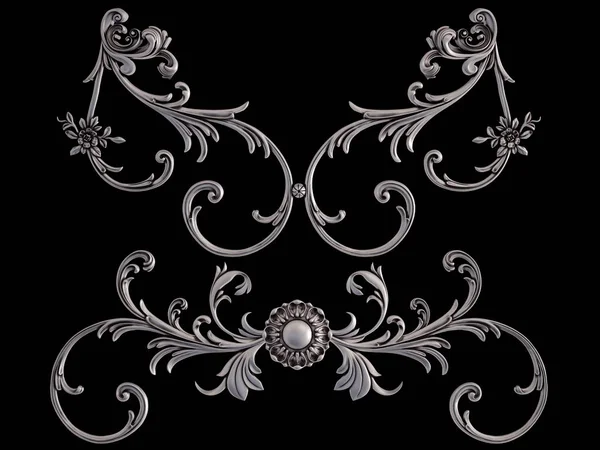 Chrome Ornament Black Background Isolated Illustration Stock Image