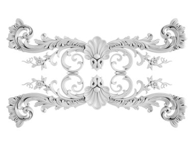 Beyaz beyaz bir arka plan üzerinde süs. İzole. 3D çizim