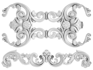 Beyaz beyaz bir arka plan üzerinde süs. İzole. 3D çizim