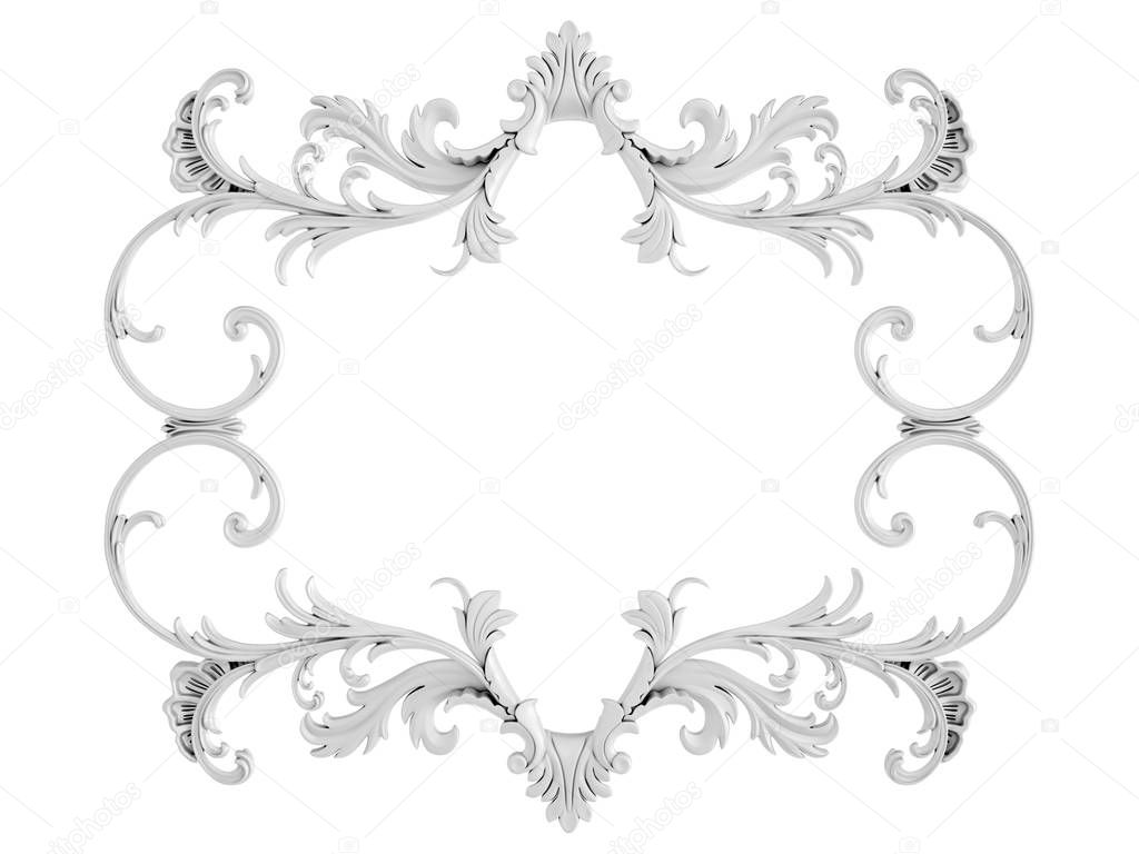 White ornament on a white background. Isolated. 3D illustration