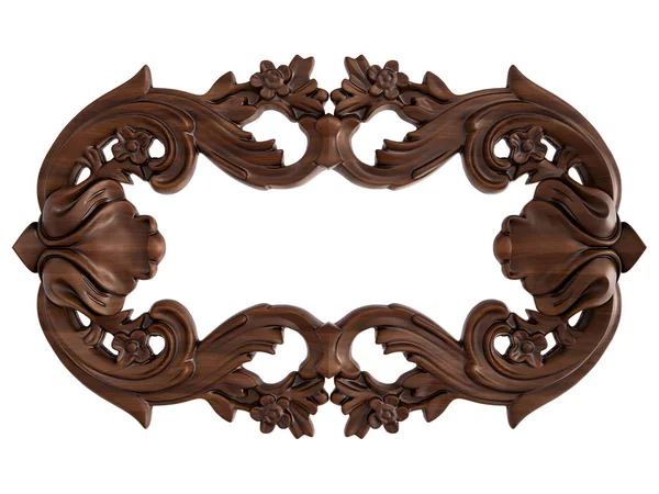 Ornamento Legno Sfondo Bianco Isolato Illustrazione — Foto Stock