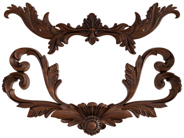 Ornamento Legno Sfondo Bianco Isolato Illustrazione — Foto Stock