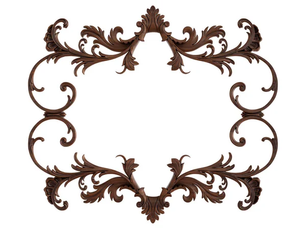 Ahşap süsleme beyaz zemin üzerinde. İzole. 3D çizim