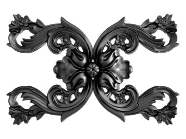 Siyah beyaz bir arka plan üzerinde süs. İzole. 3D çizim