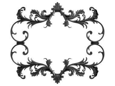 Siyah beyaz bir arka plan üzerinde süs. İzole. 3D çizim